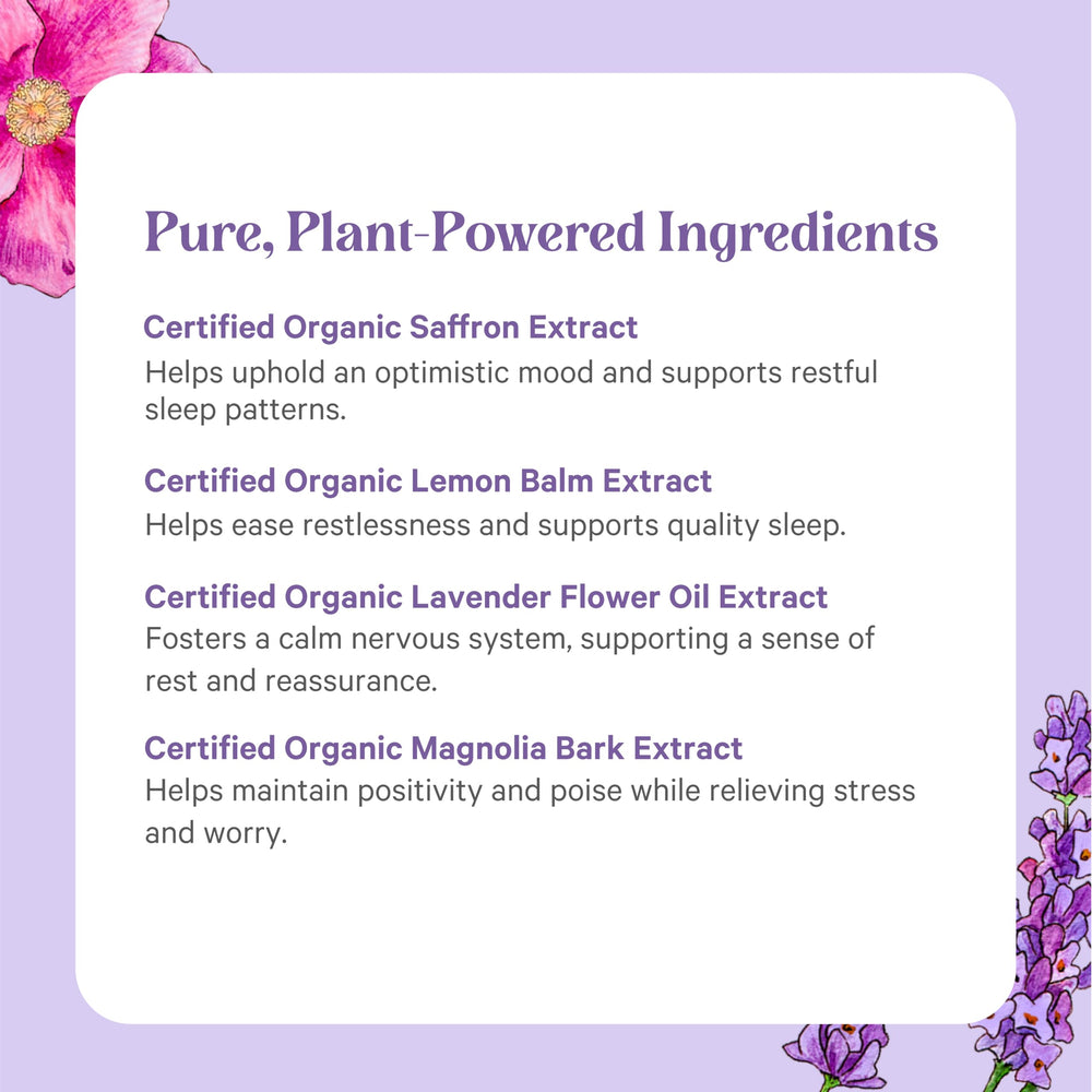 Pure Synergy Radiant Mood box with lemon balm and lavender imagery.