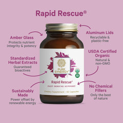 PURE SYNERGY Rapid Rescue label-ingredients featuring echinacea and elderberry for wellness.