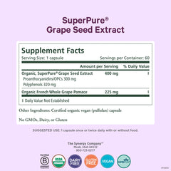 Pure Synergy SuperPure capsules; convenient daily grape polyphenol supplement.