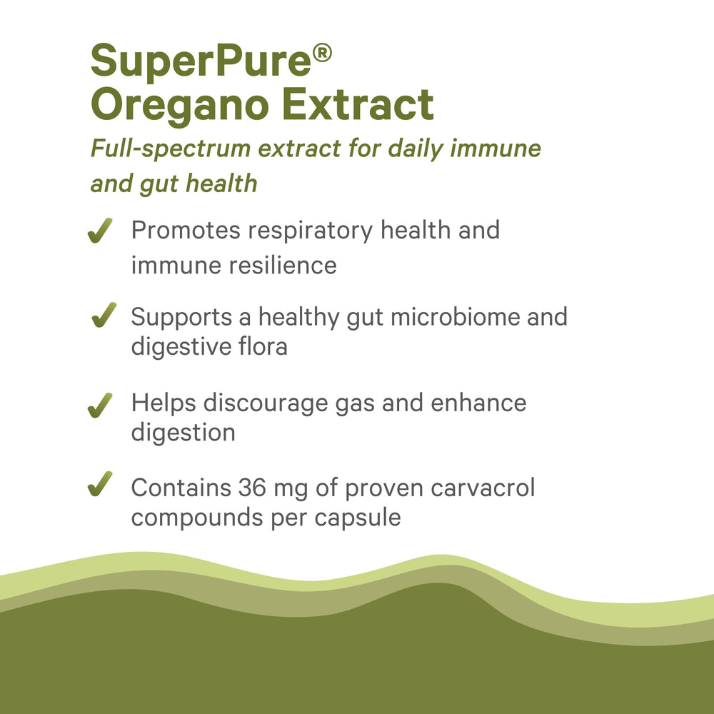 PURE SYNERGY ingredient label emphasizes organic, non-GMO, vegan products and CO2 extraction.