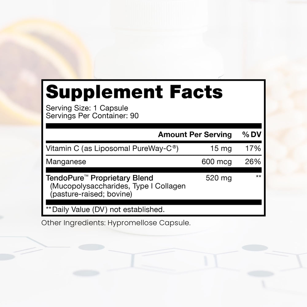 Close-up of Pure Therapro Rx Acute Injury capsules highlighting convenient daily dosing.