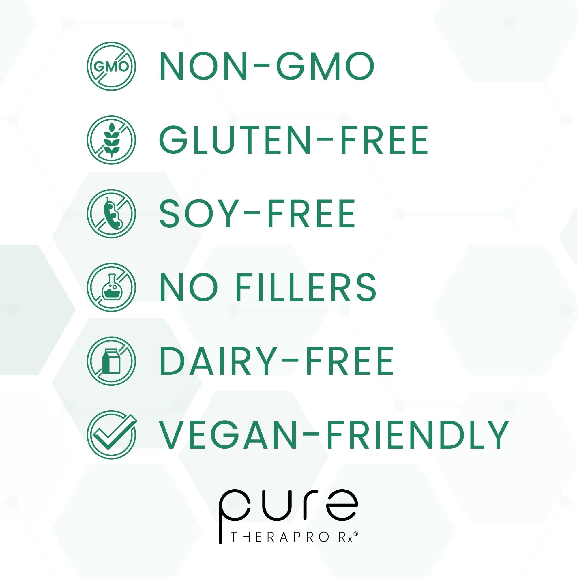 Bottle label on Pure TheraPro Rx shows no fillers and gluten-free.
