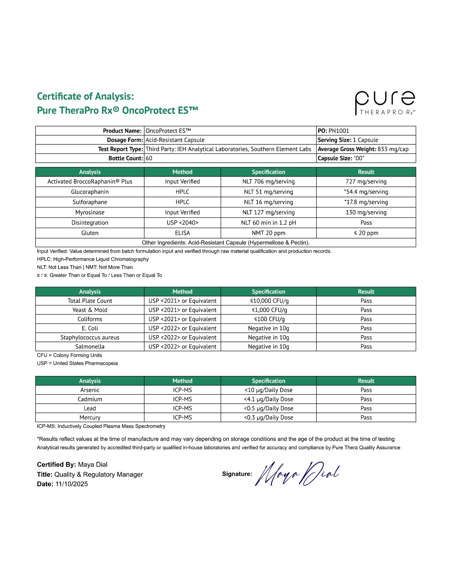 Glucoraphanin and myrosinase capsule close-up in Pure Therapro Rx
