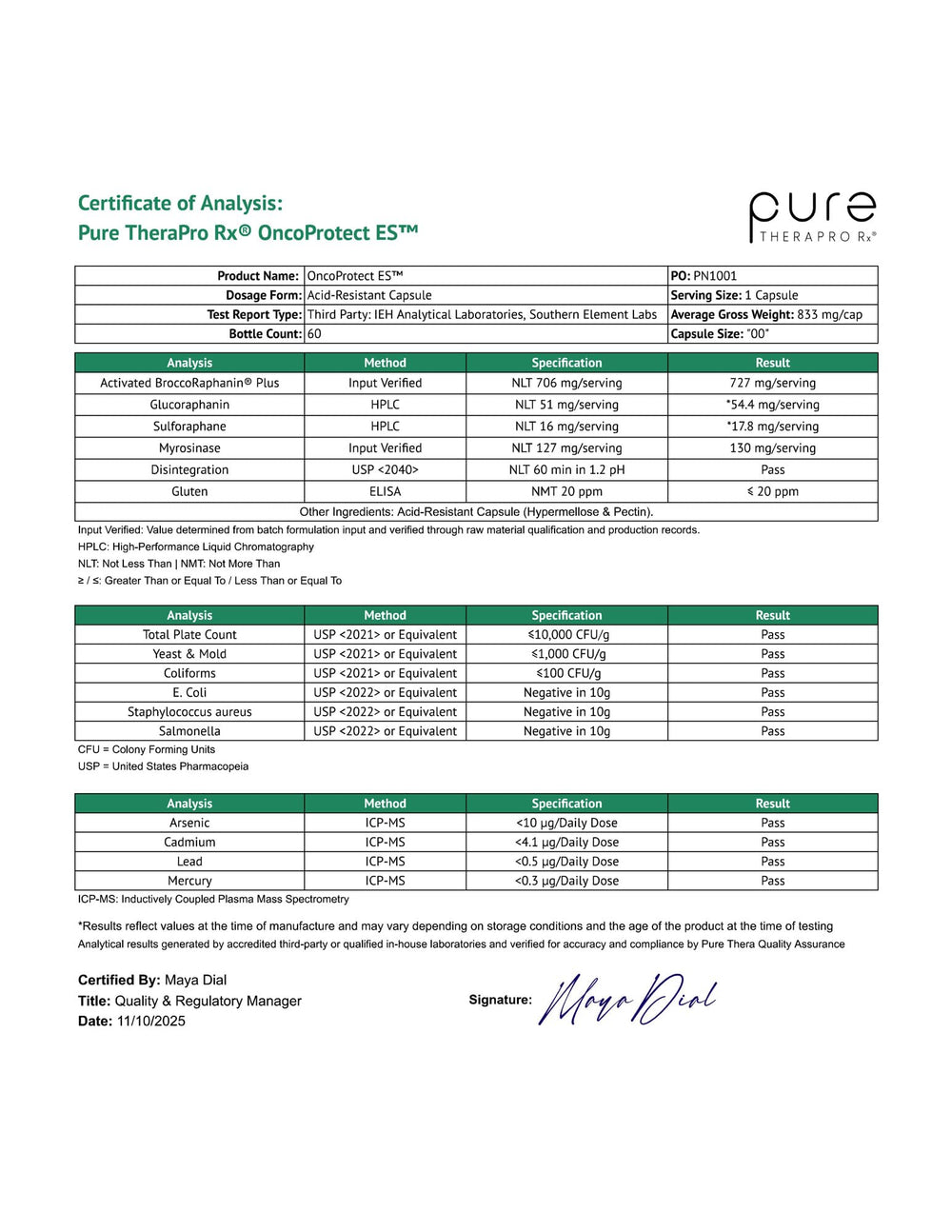 Glucoraphanin and myrosinase capsule close-up in Pure Therapro Rx