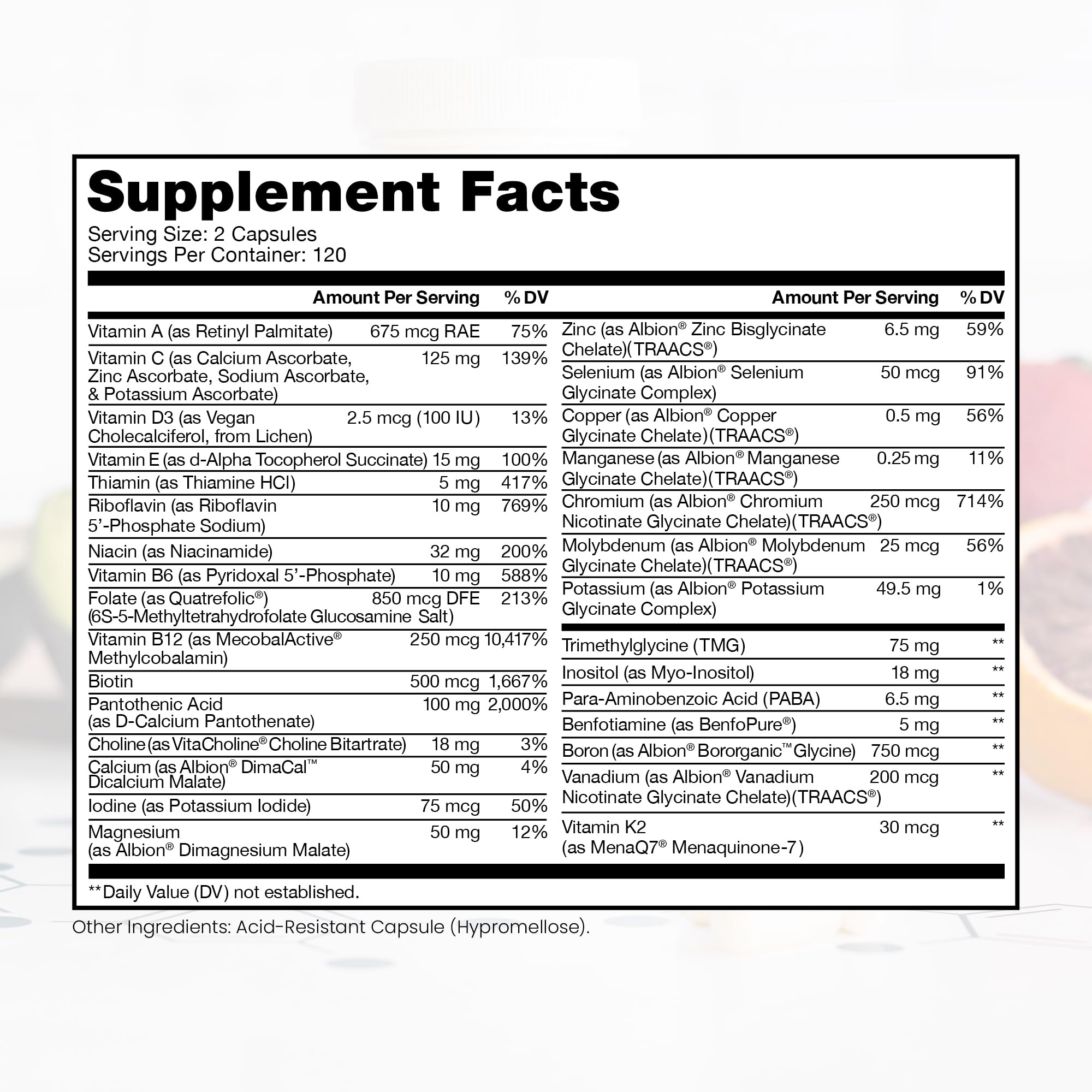 Pure Therapro Rx Methyl Multi capsules close-up showing pre-methylated forms
