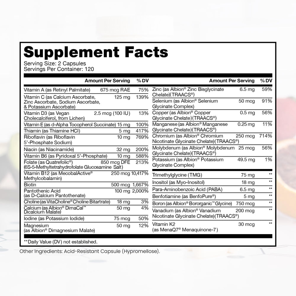 Pure Therapro Rx Methyl Multi capsules close-up showing pre-methylated forms