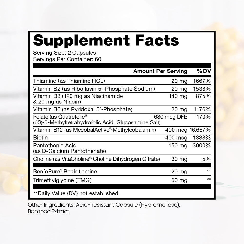 Pure Therapro Rx capsules close-up showing vegan capsules with methylated B vitamins