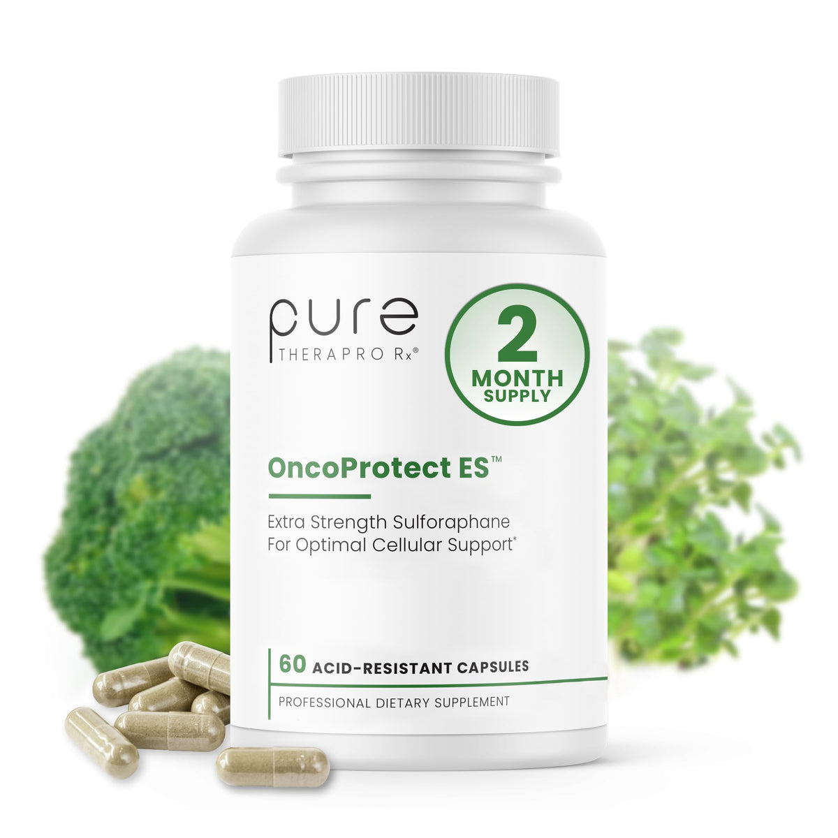 Pure Therapro Rx Oncoprotect bottle-front view highlighting sulforaphane support