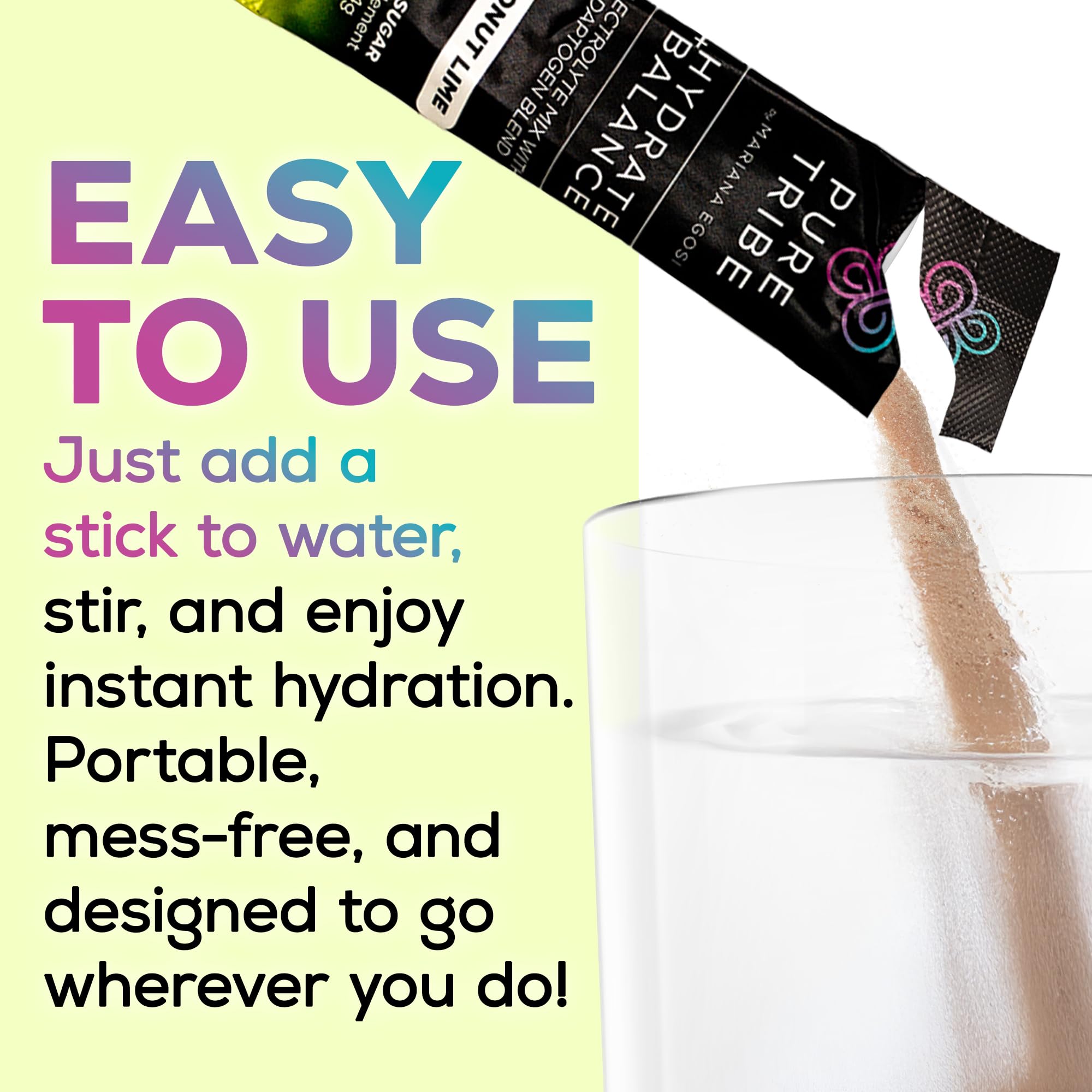 Glass of PURE TRIBE Hydrate + Balance coconut lime drink