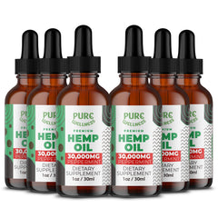 Pure Wellness Organic Hemp Seed Oil bottle showing 6 oz size for daily use and routine