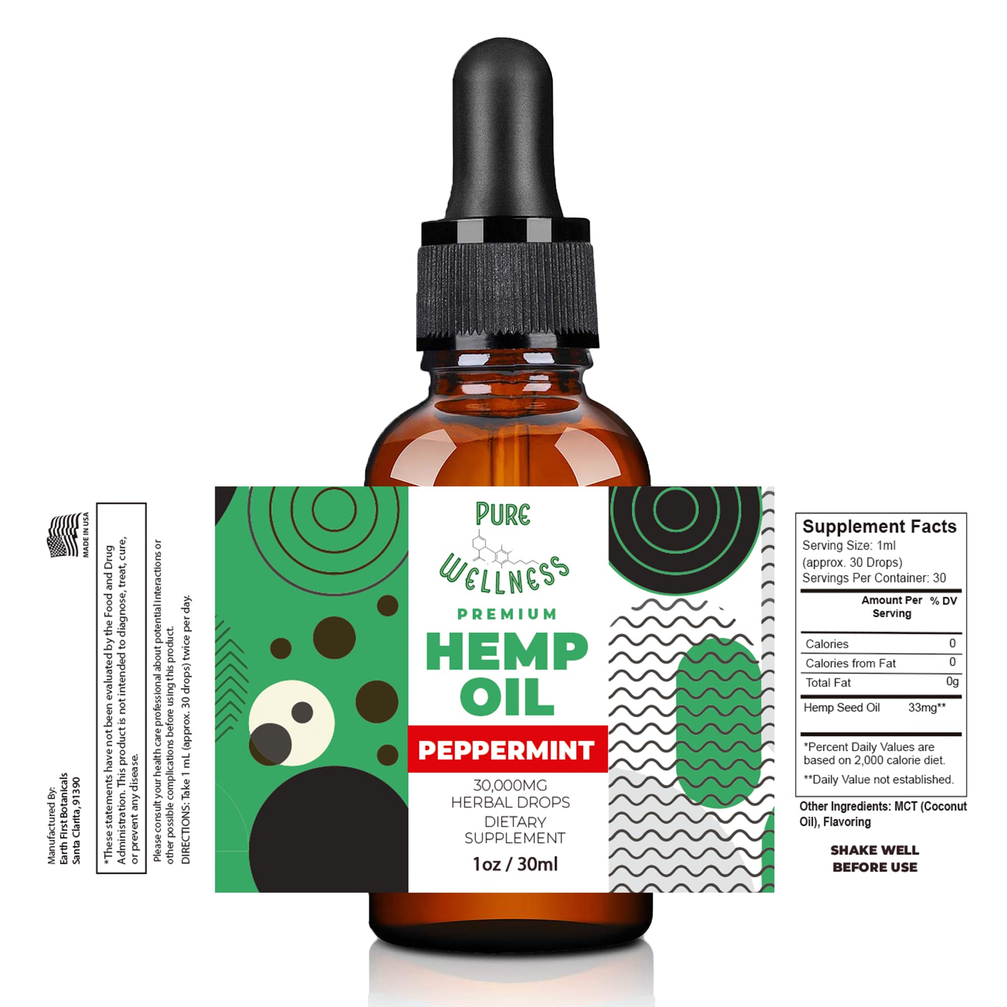 Pure Wellness dosage transparency on hemp oil packaging