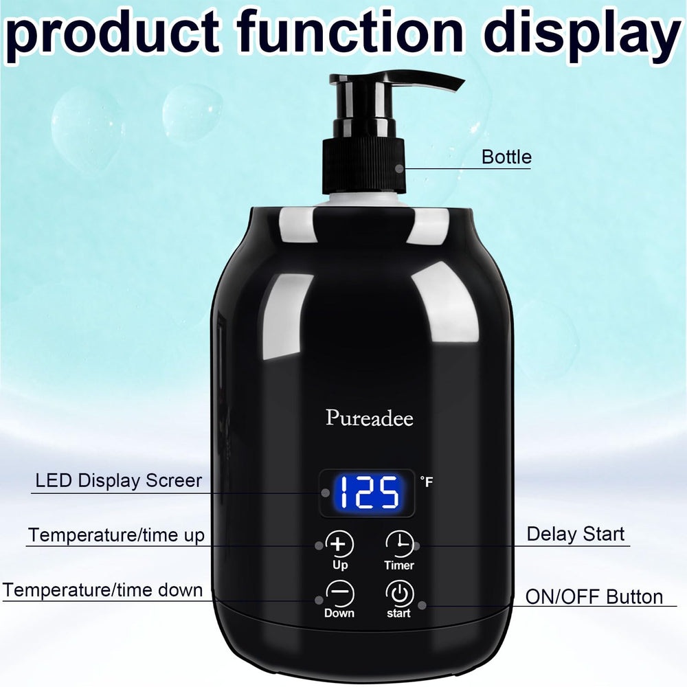 Pureadee massage oil warmer in a spa setting suggesting professional warmth