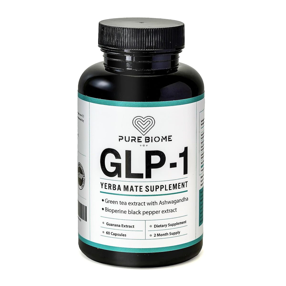 Pure Biome GLP-1 Yerba Mate bottle front showing clean energy potential