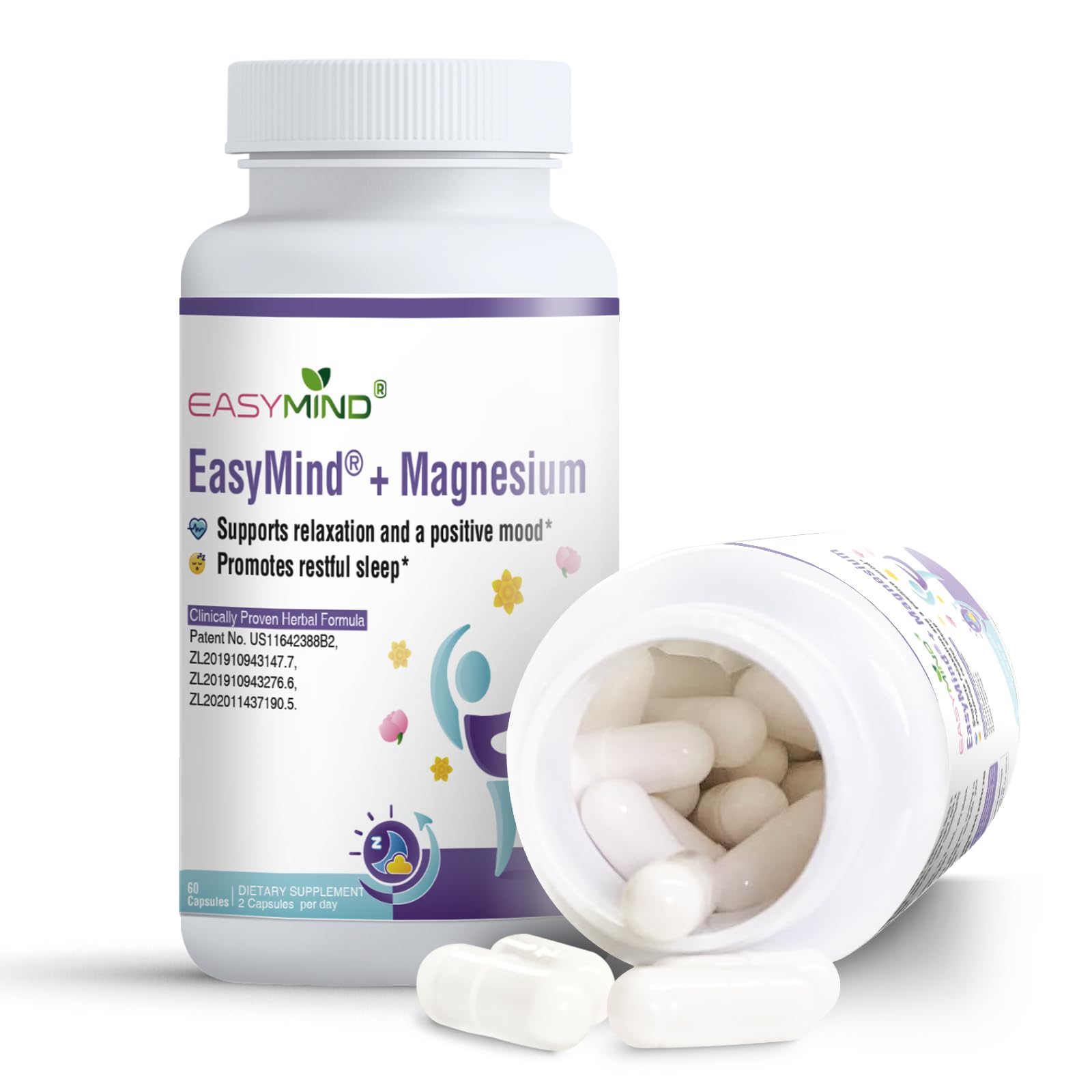 PureBotan EasyMind sleep capsules close-up showing gentle relaxation potential