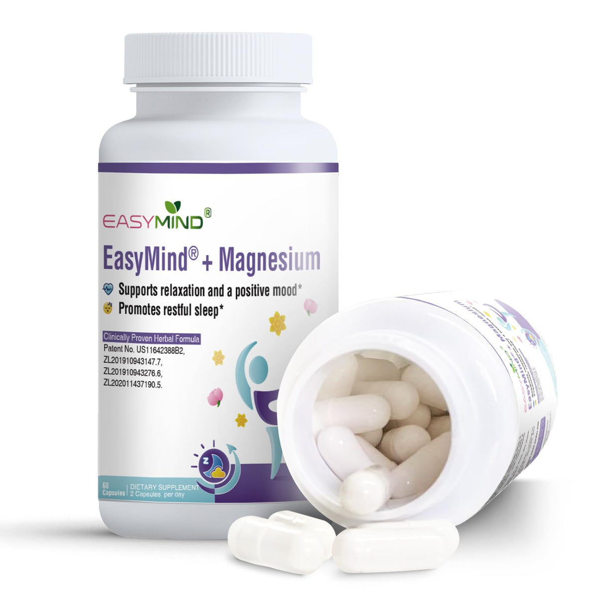 PureBotan EasyMind sleep capsules close-up showing gentle relaxation potential