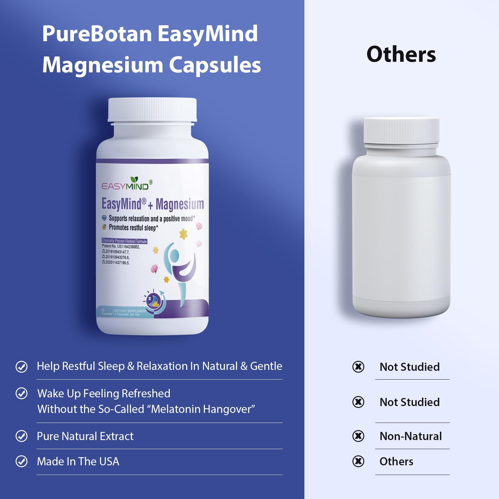 PureBotan gluten-free and preservative-free label highlighting clean ingredients
