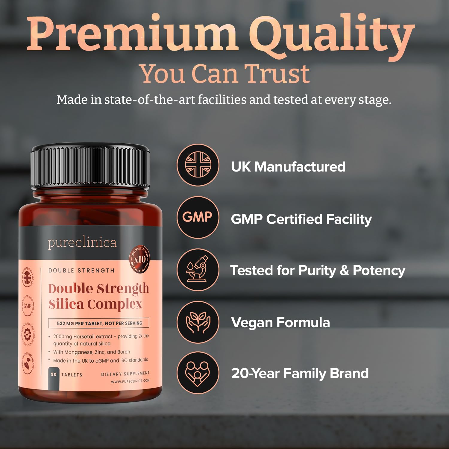 PureClinica Quality-Testing Assurance ensures consistent supplement standards.