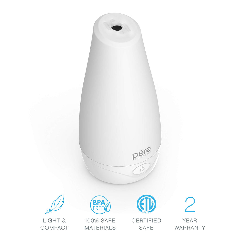 Pure Enrichment PureSpa mood-light LED adds calming ambience for evenings.