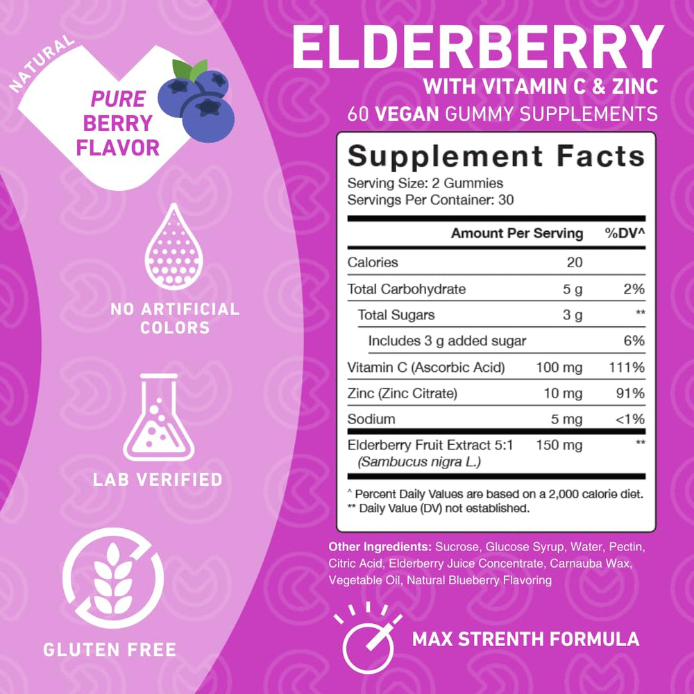 PUREFINITY Elderberry Gummies family scene suggesting kid-friendly daily supplement.
