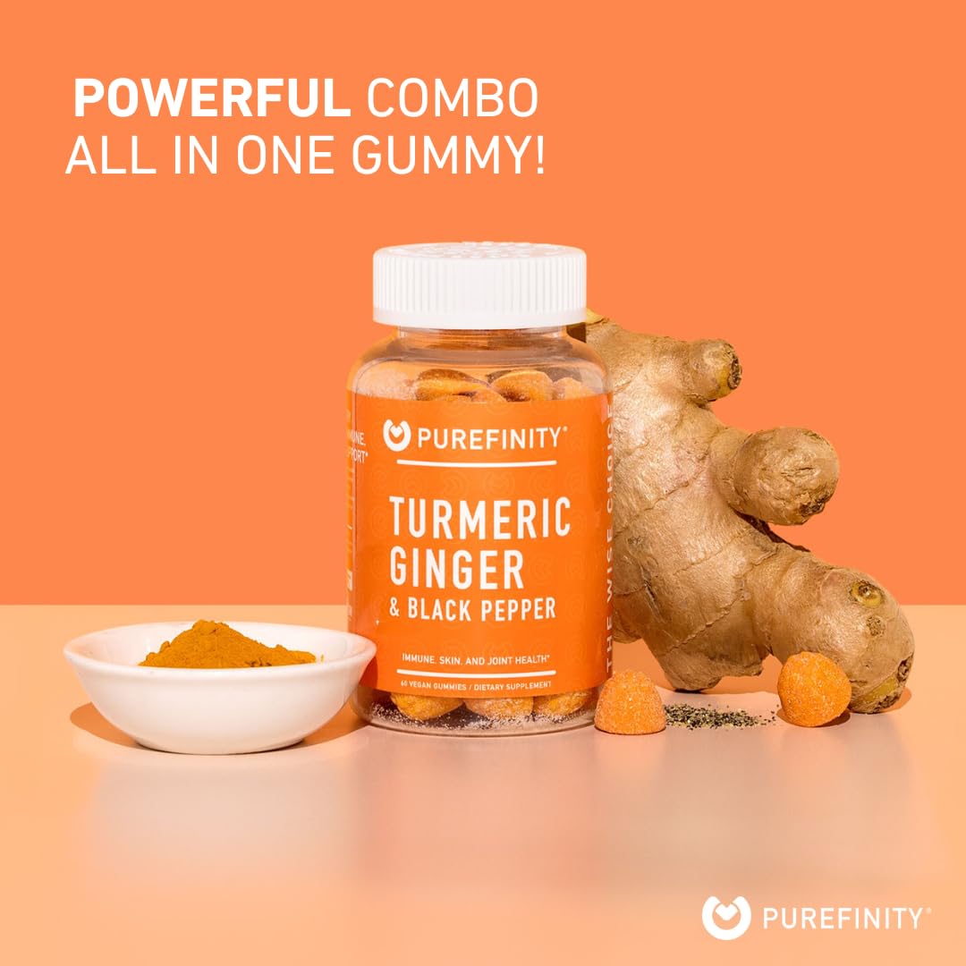 PUREFINITY gummies packaging shows gluten-free and vegan-friendly