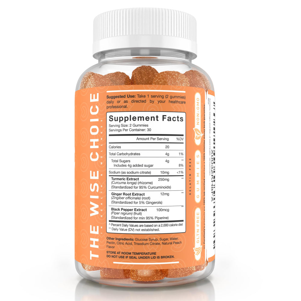 Packaging featuring lifetime guarantee badge for PUREFINITY gummies