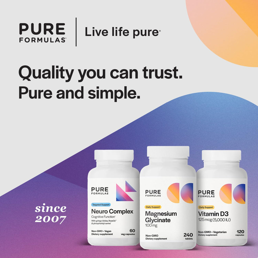 PureFormulas magnesium glycinate 240-tablet bottle for daily use