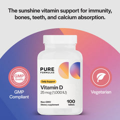 Packaging image highlighting non-GMO, high-potency Vitamin D3 quality