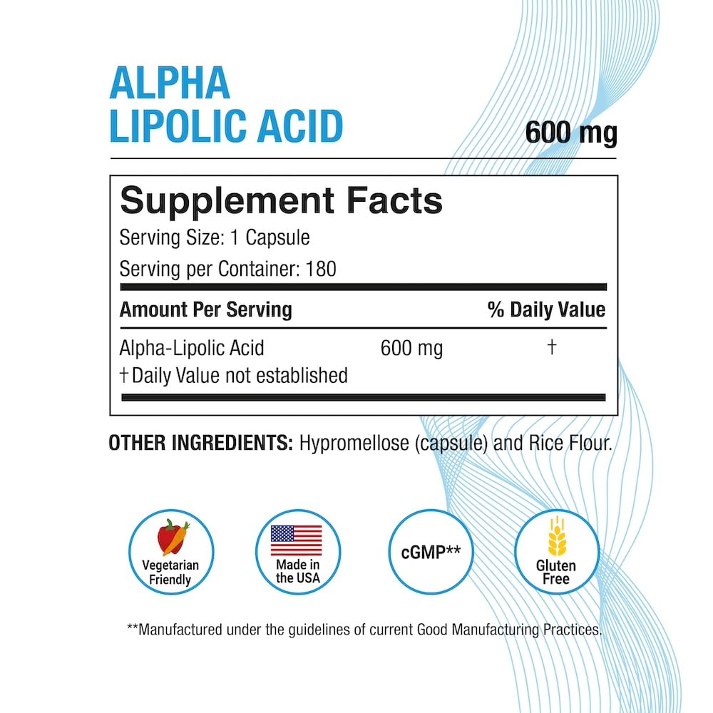 Puregen Labs Alpha Lipoic Acid capsules closeup highlights veggie capsules and high potency.