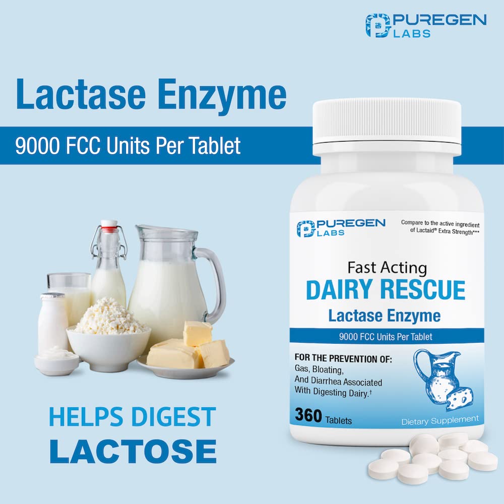 Puregen Labs Dairy Relief produced in a GMP facility signaling safety and quality.