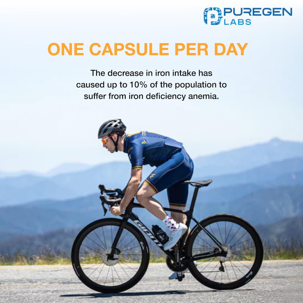 200-tablet bottle packaging for Puregen Labs Ferrous Sulfate offers long-lasting use.