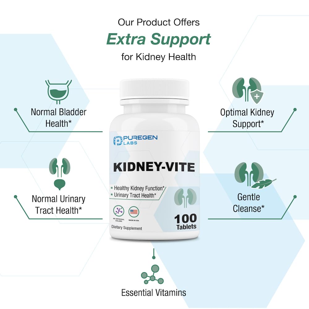 Puregen Labs Kidney-Vite label detail reveals vitamin blend for renal function