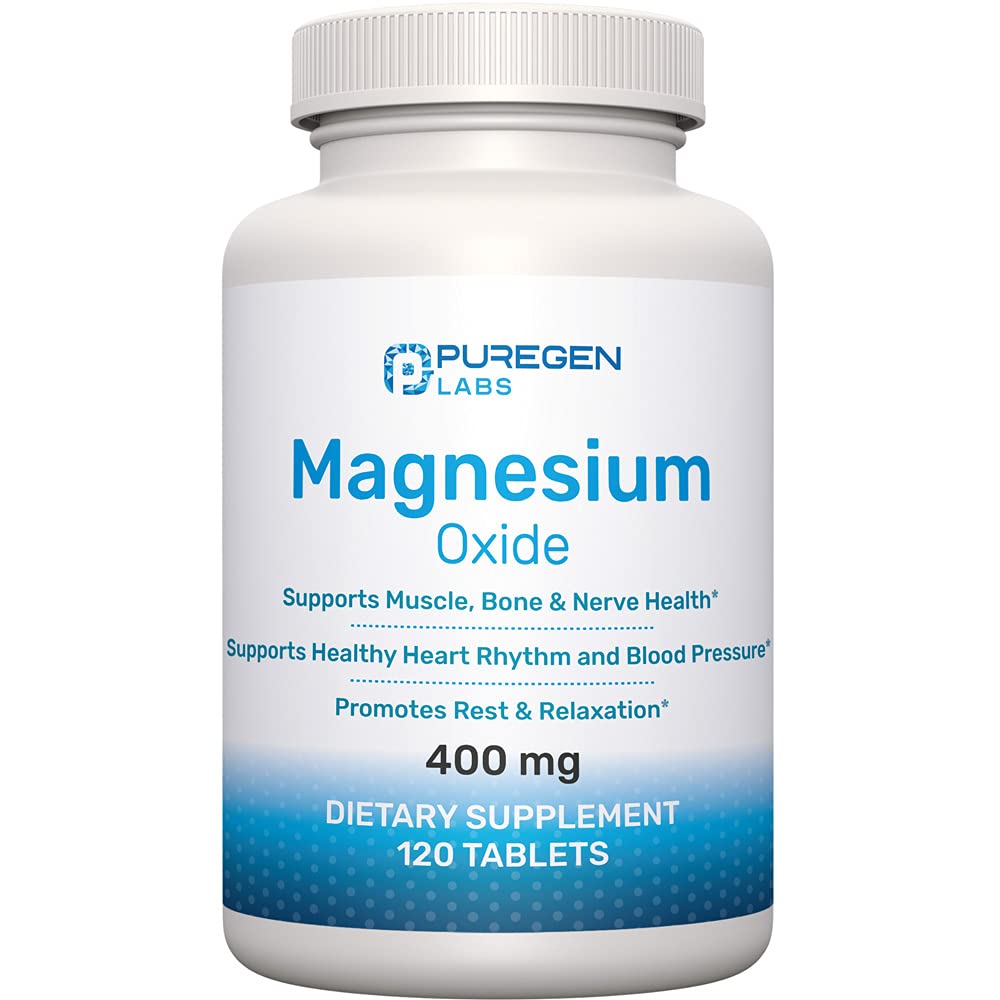 Puregen Labs Magnesium 400mg tablets front view for daily energy support