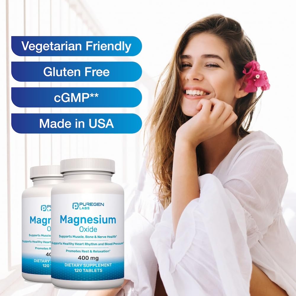 Puregen Labs Magnesium 400mg tablets relaxation scene