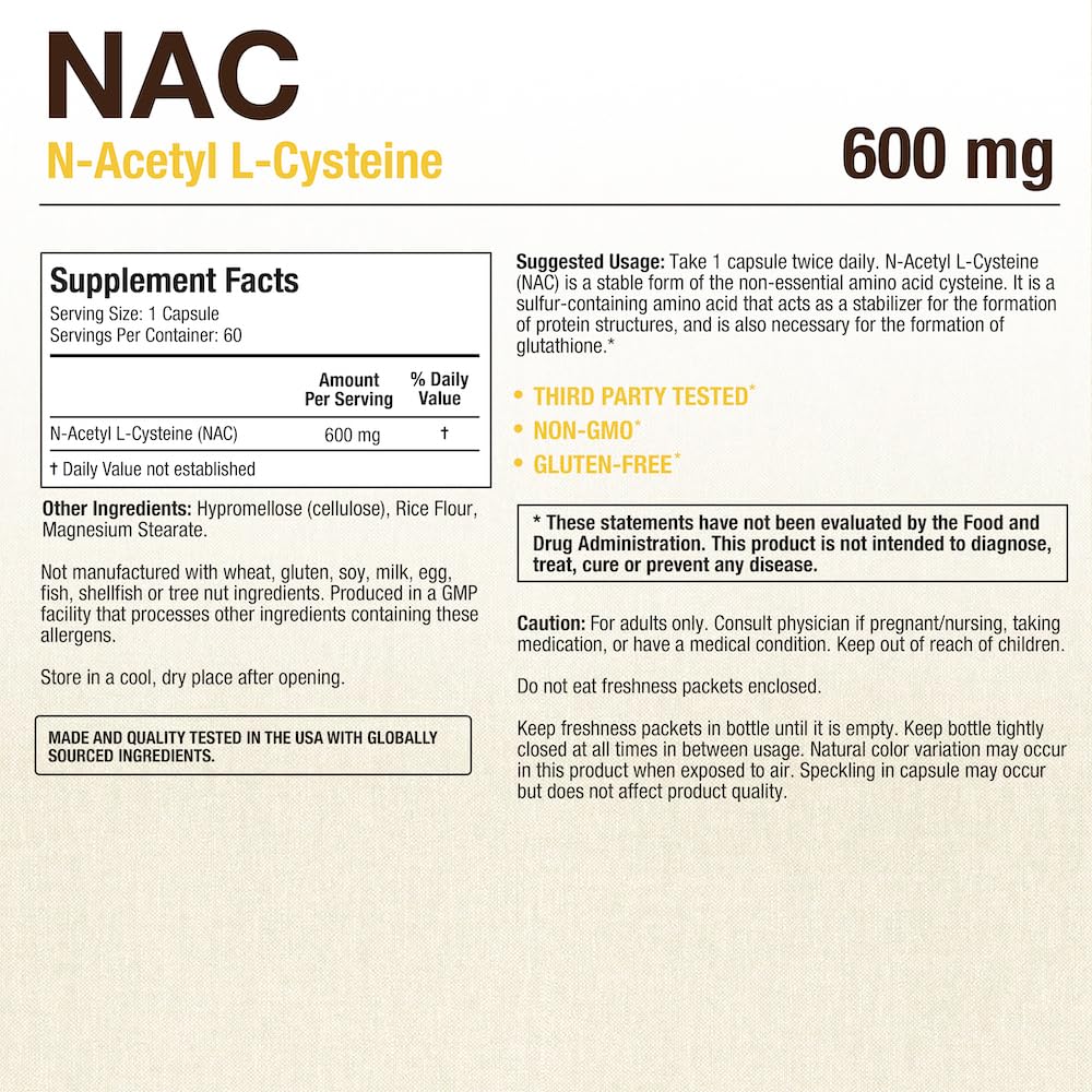 Puregen Labs NAC capsules closeup highlights easy-to-swallow vegetarian capsules.