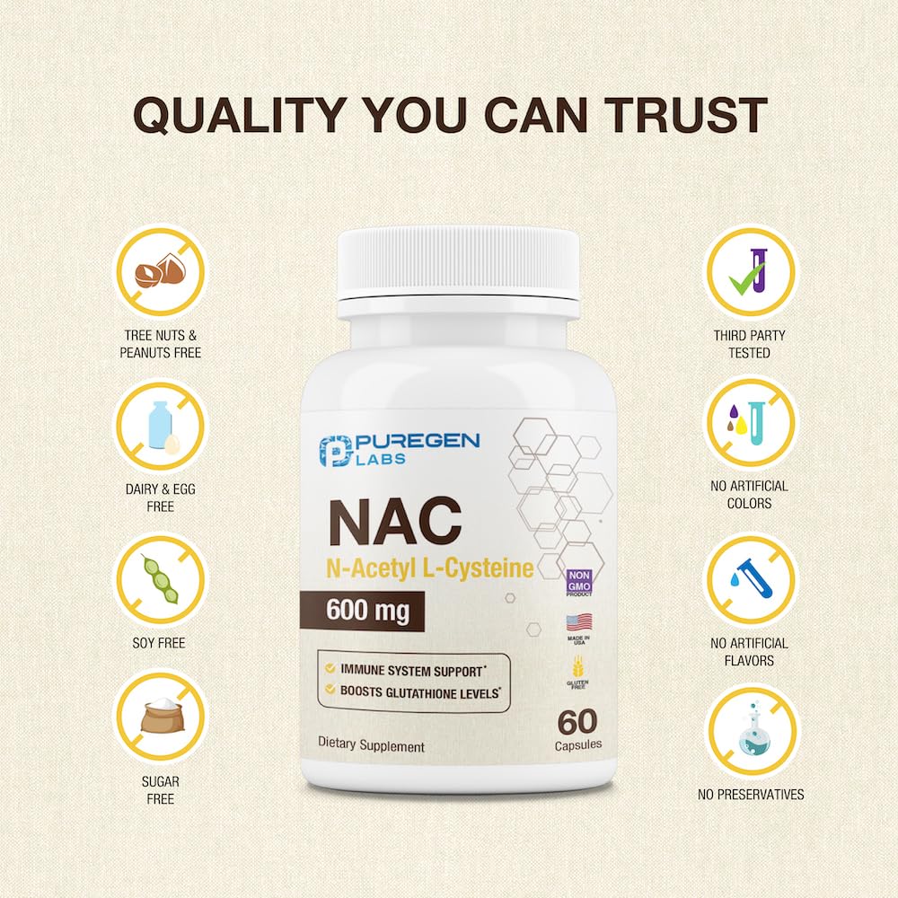 Puregen Labs NAC manufactured in USA GMP facility for quality assurance.