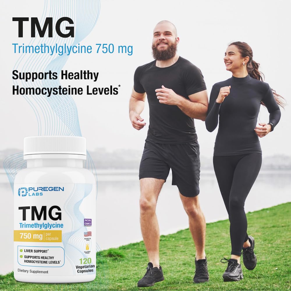 Puregen Labs TMG bottle pouring capsules, handy for daily routines.