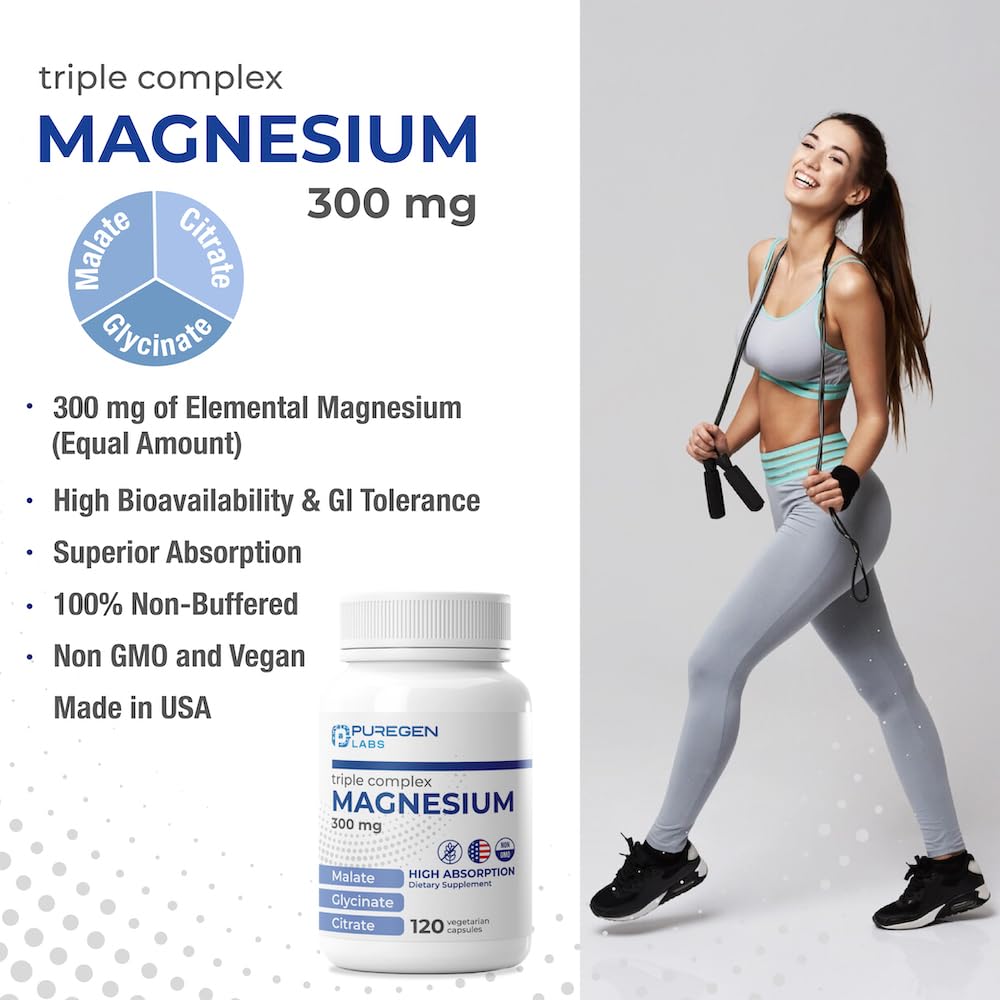 Puregen Labs Triple Magnesium capsules being poured from bottle