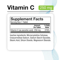 Puregen Labs Vitamin C 250mg tablets closeup highlighting portable daily dose