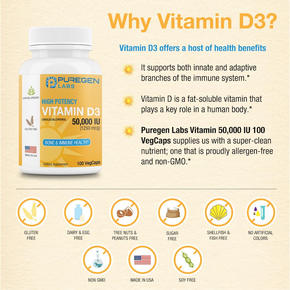 Capsule in hand demonstrates easy weekly supplementation with Puregen Labs D3