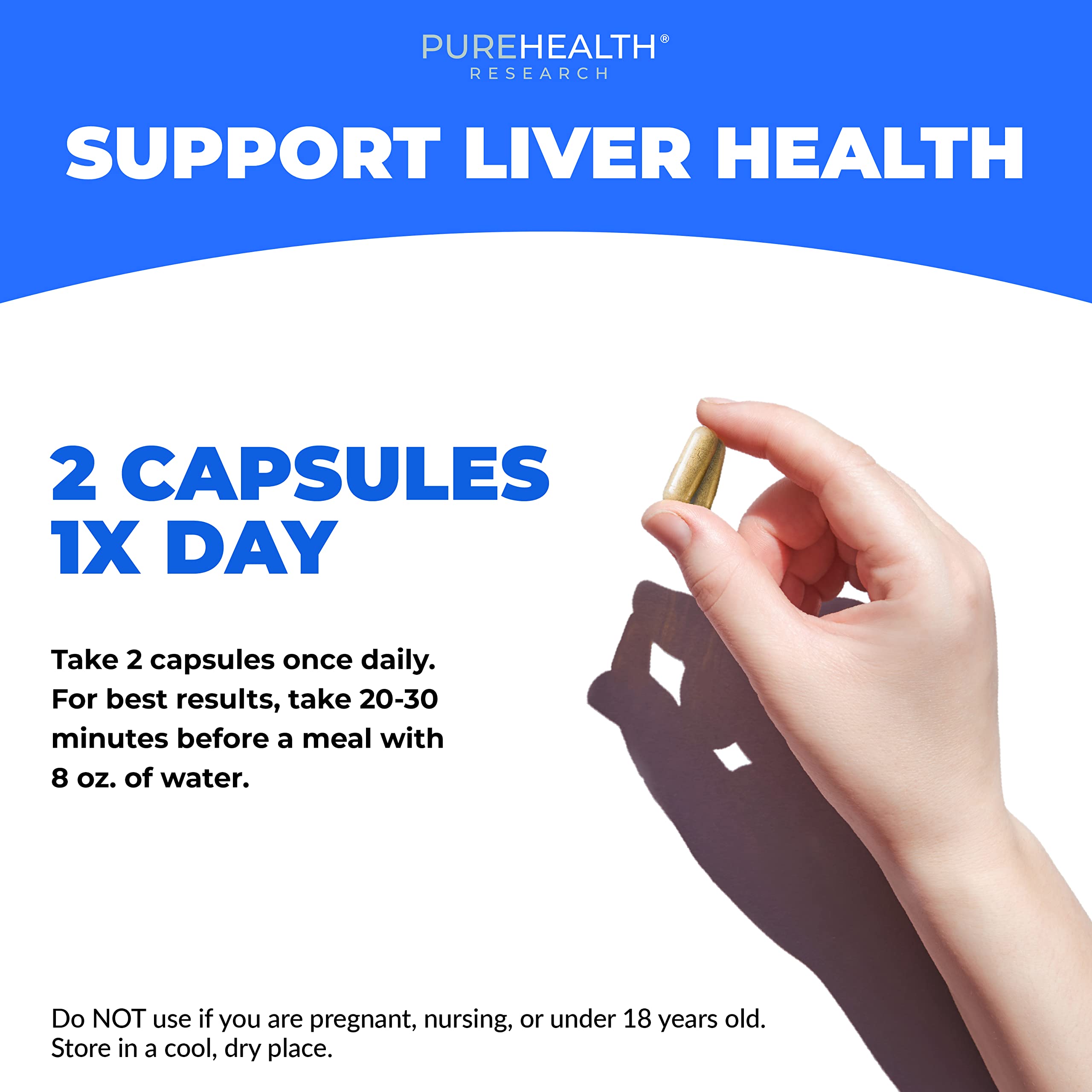 PureHealth Liver Health bottle labeled USA-made under cGMP standards.