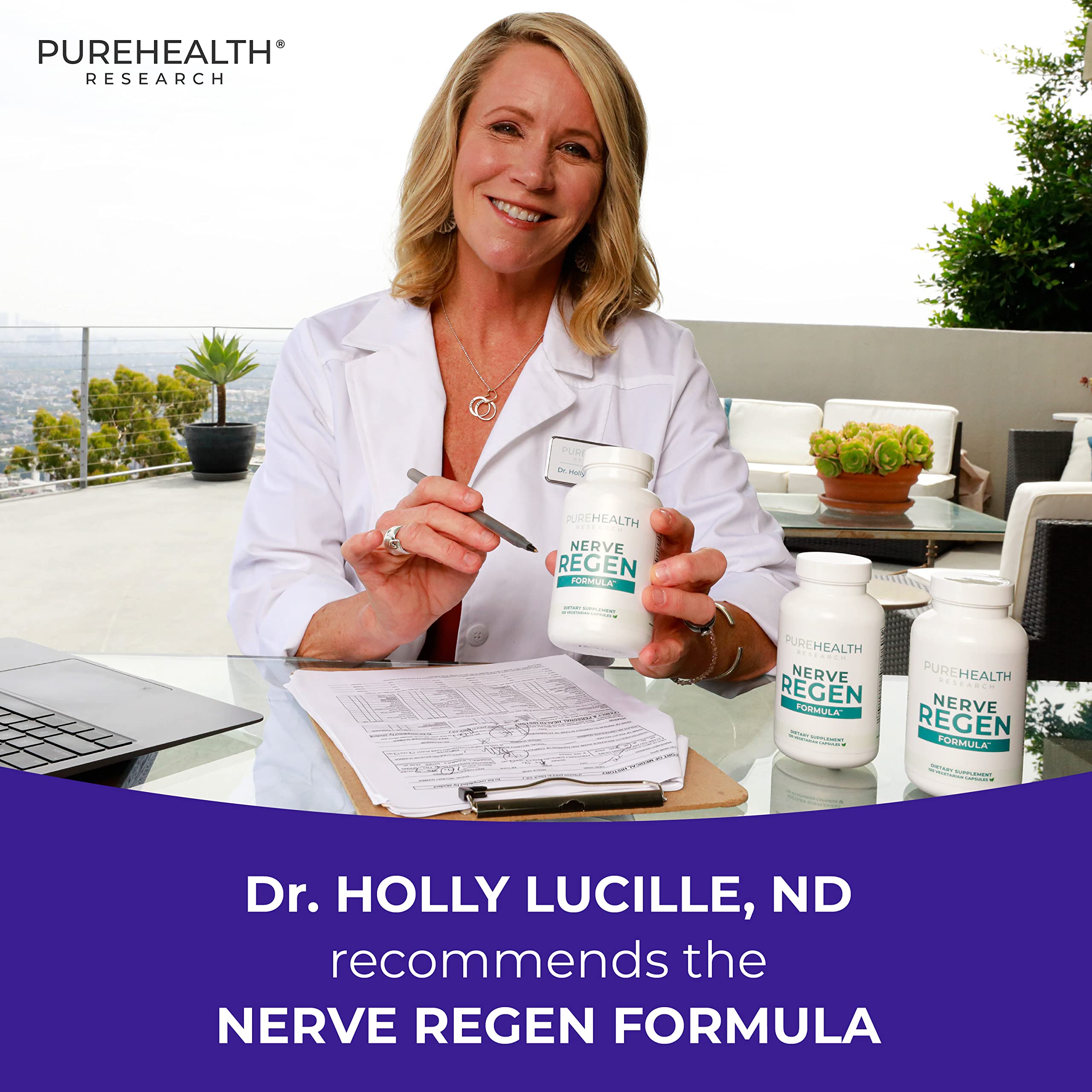 PureHealth Research Nerve Regen Formula ingredient panel showing ALA and B vitamins