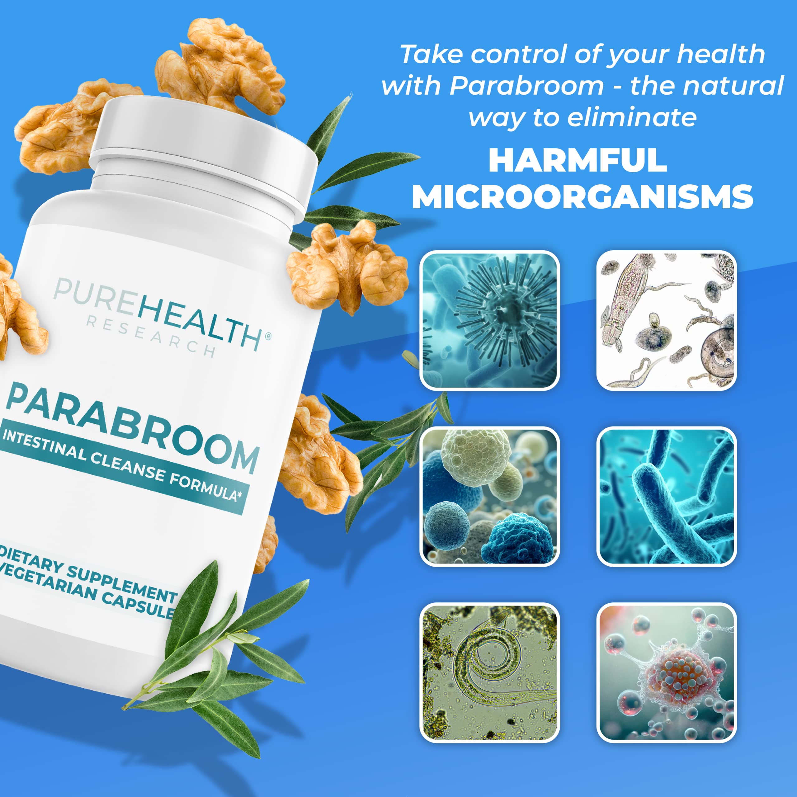 Parabroom capsules arranged on a neutral surface for daily use