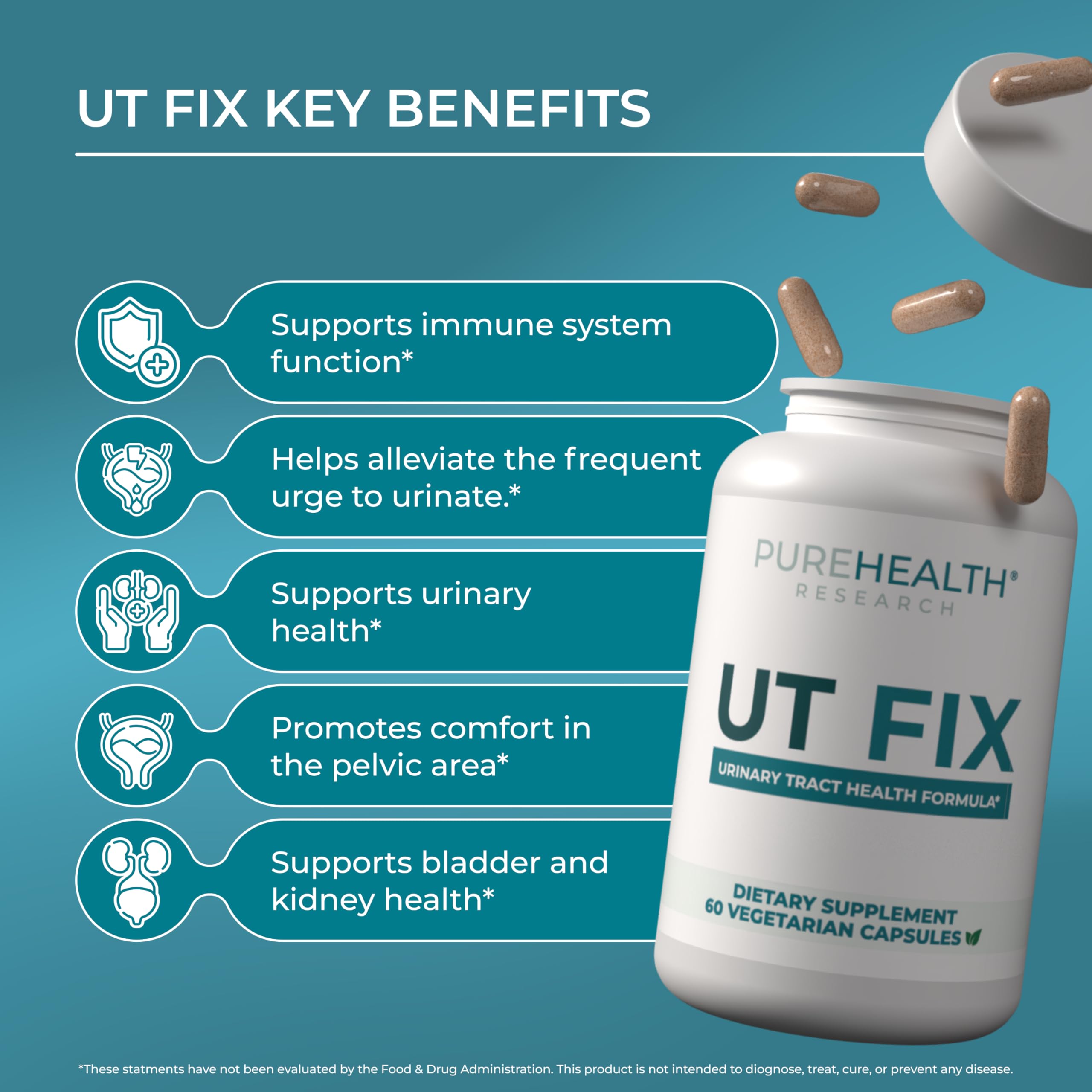 PUREHEALTH UT Fix capsules closeup showing convenient daily pill form.