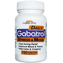 PureLife Gabatrol Daily bottle front view showing vegan GABA support for daily calm and focus