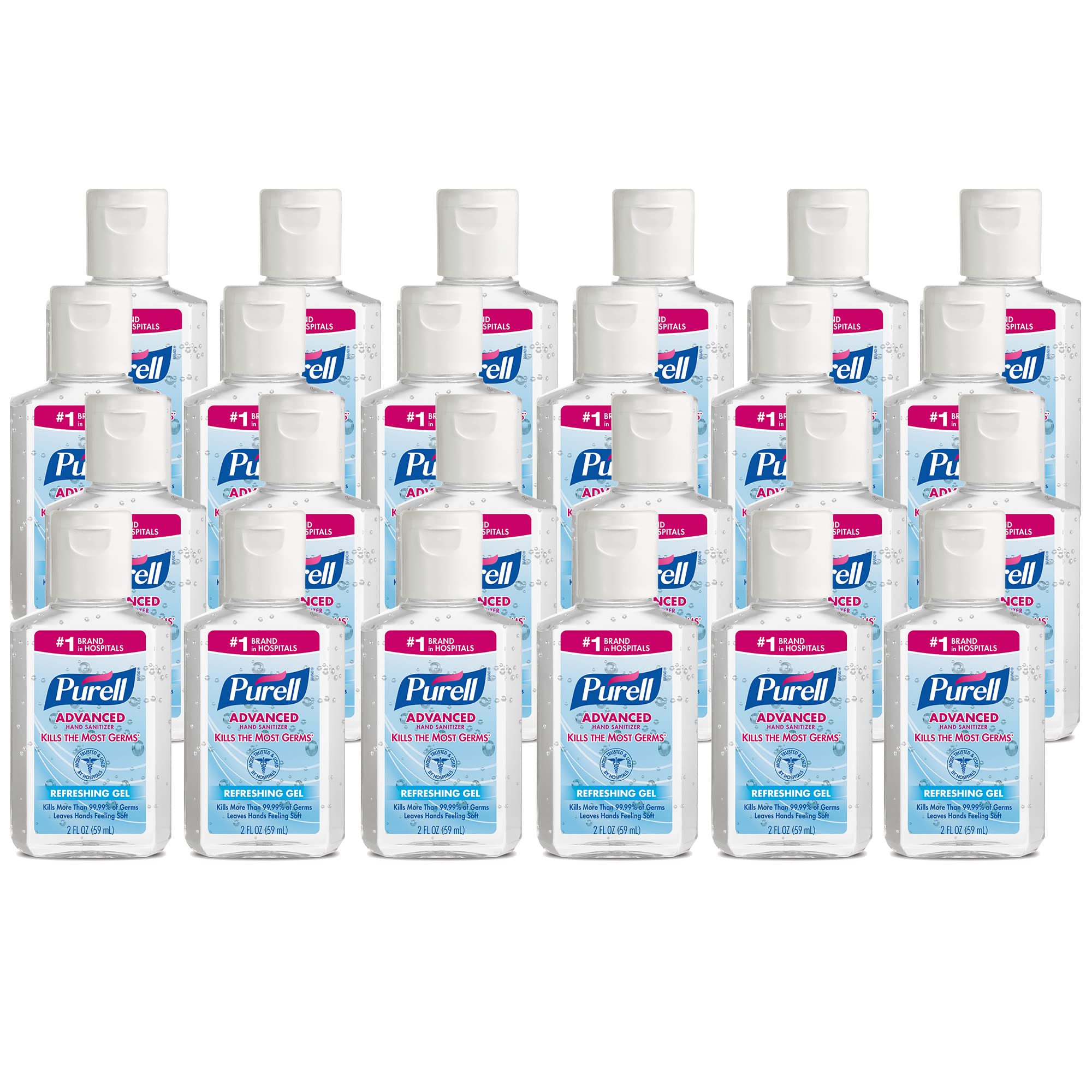 Purell Advanced Hand Sanitizer flip-cap bottle shown for easy one-handed dispensing.