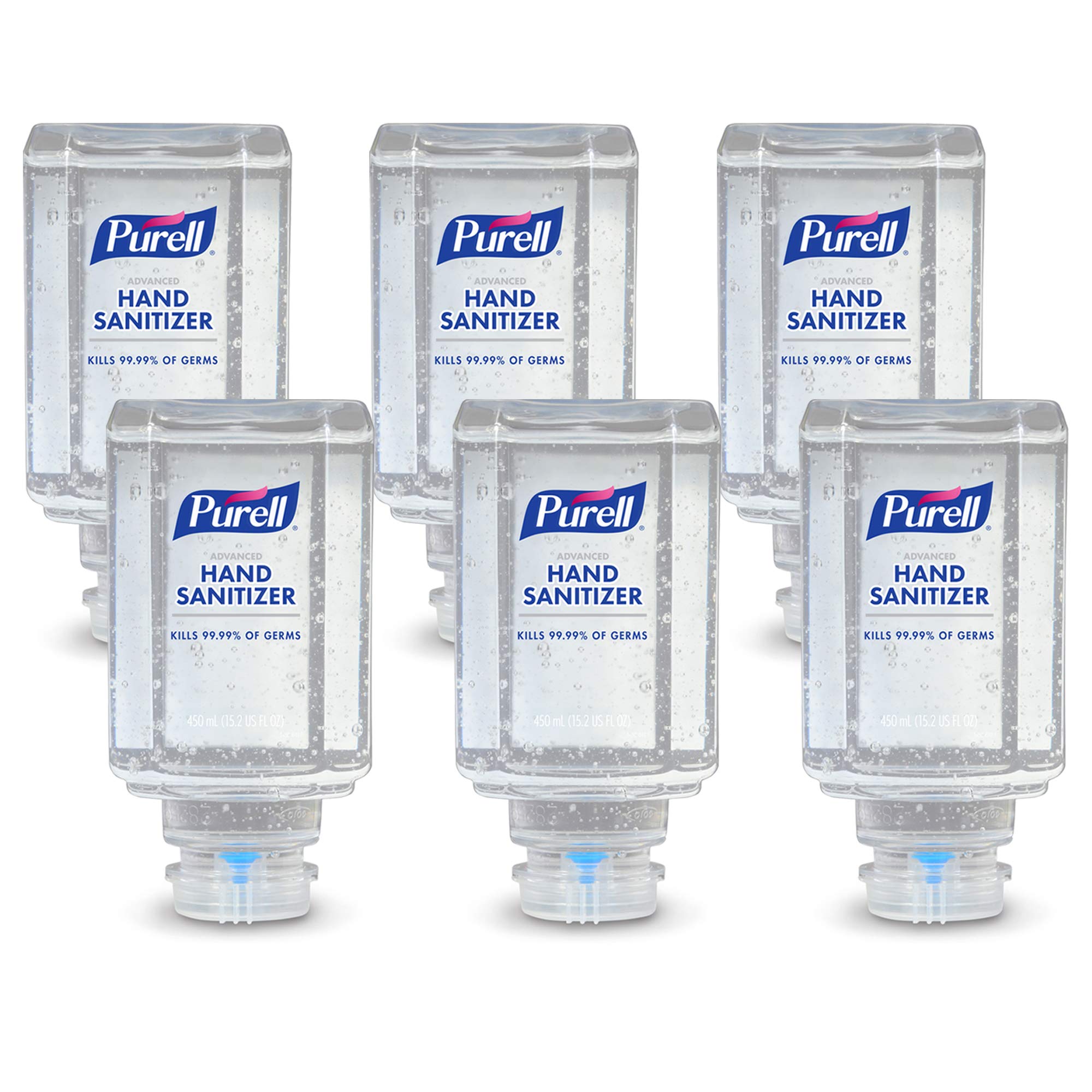 Purell Advanced Hand Sanitizer Gel refill 450 mL pack six, ready for busy areas