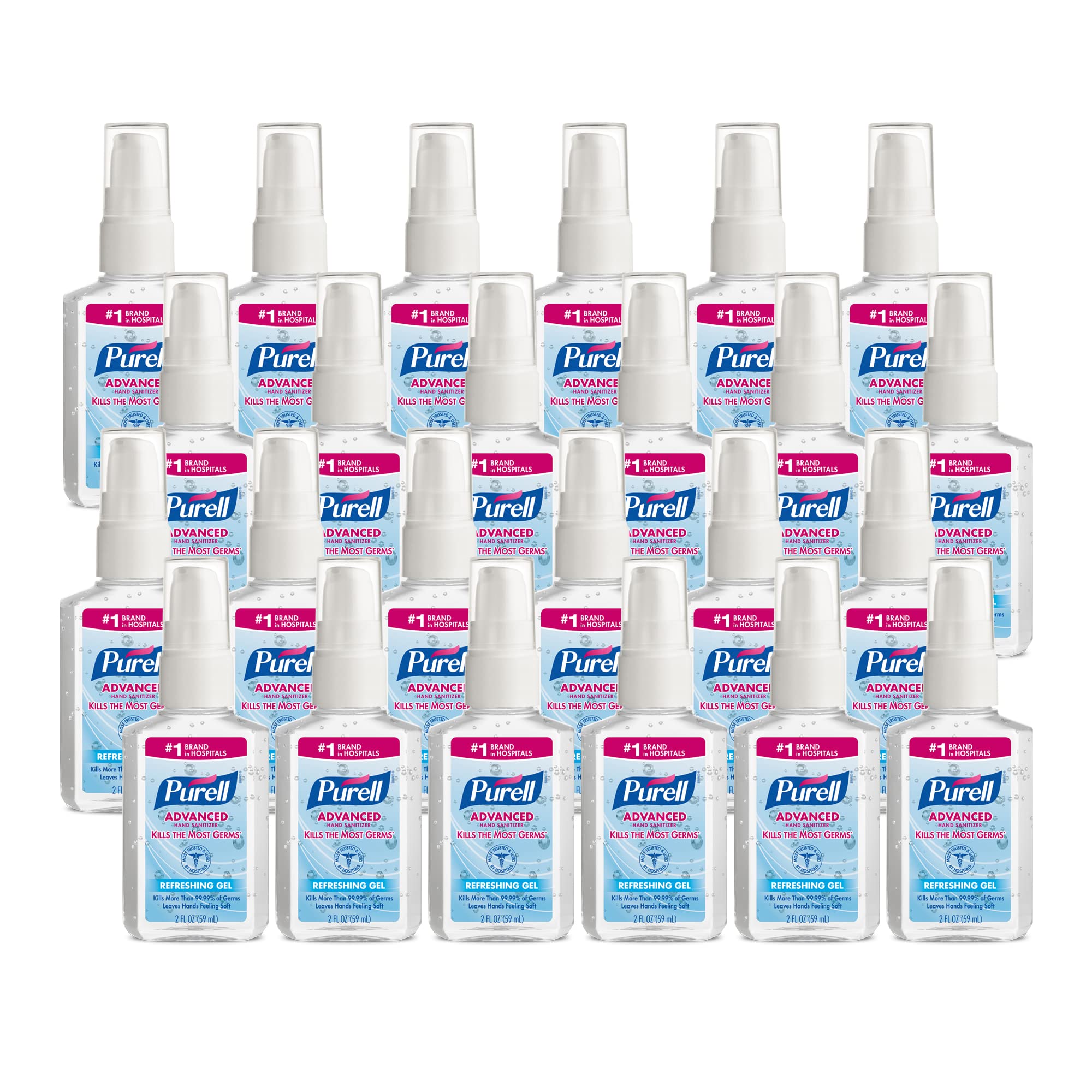 PURELL Advanced Hand Sanitizer 2oz pump bottle for quick, effective sanitizing on the go.