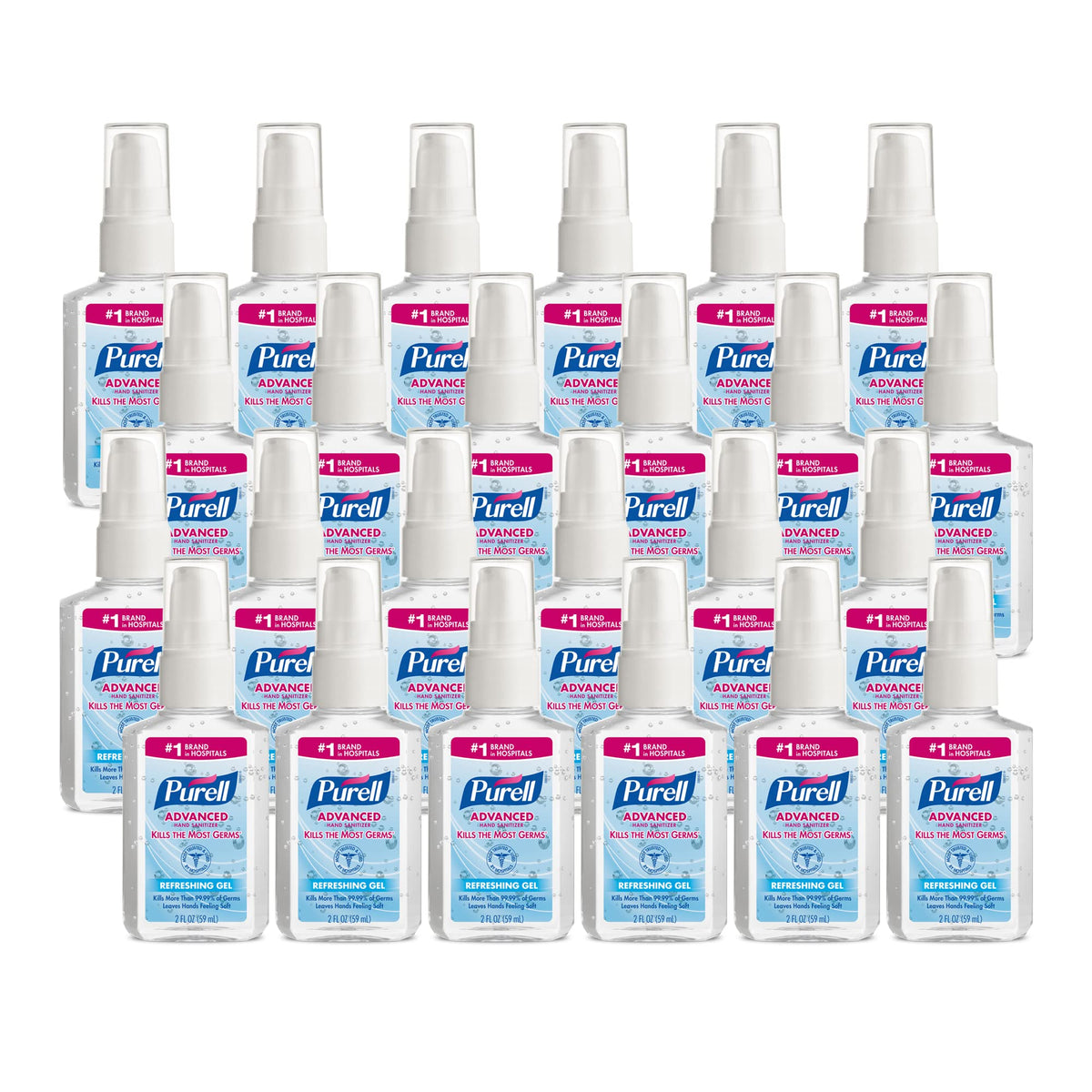 PURELL Advanced Hand Sanitizer 2oz pump bottle for quick, effective sanitizing on the go.