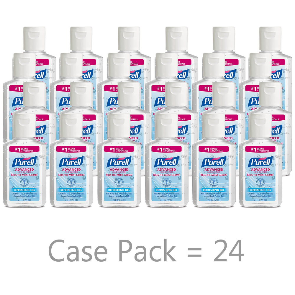 Purell Advanced Hand Sanitizer Refreshing Gel cap shown for quick one-handed use.