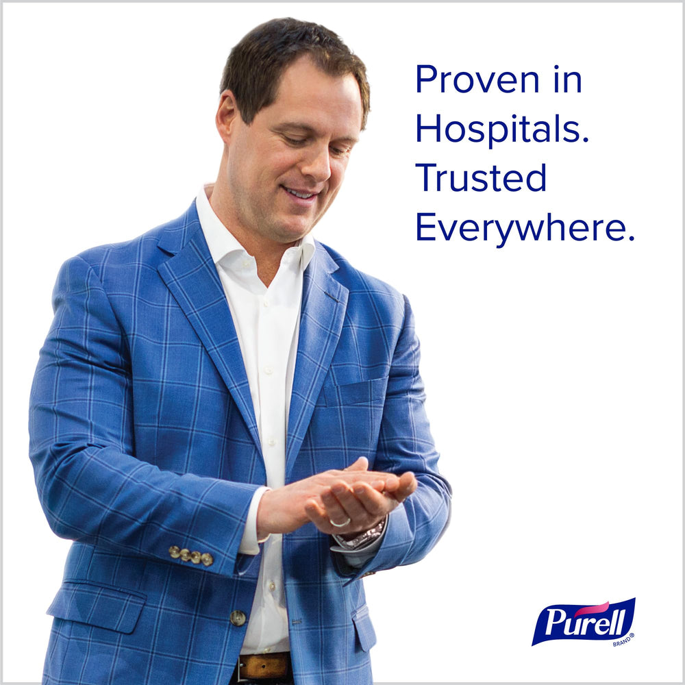 Close-up of PURELL label on refreshing gel for trusted workplace hygiene